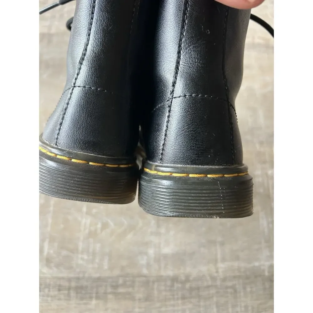 Dr Martens Zavala J Kids Black Leather Combat Boots US 3 EU 34 Side Zip